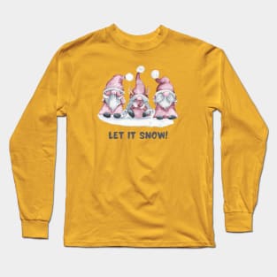 Let It Snow Gnome Design Long Sleeve T-Shirt